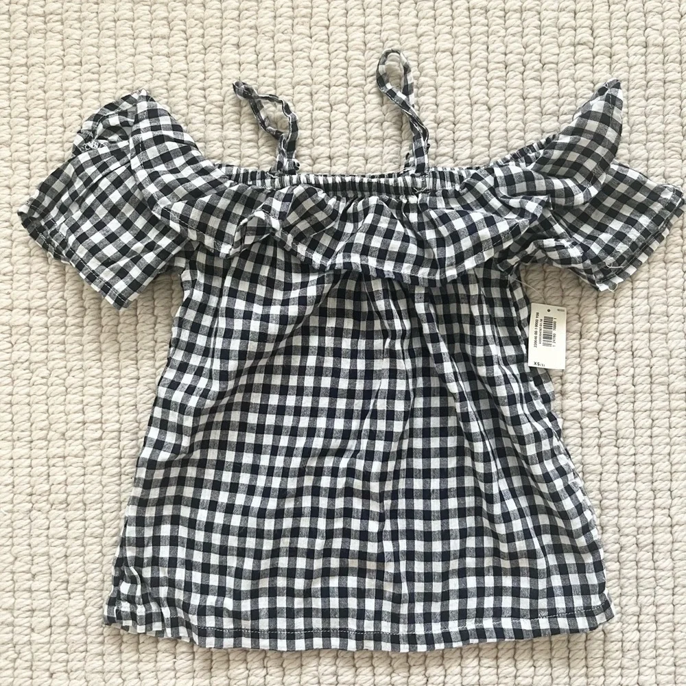 Old Navy Girls blue gingham ruffle cami top NWT